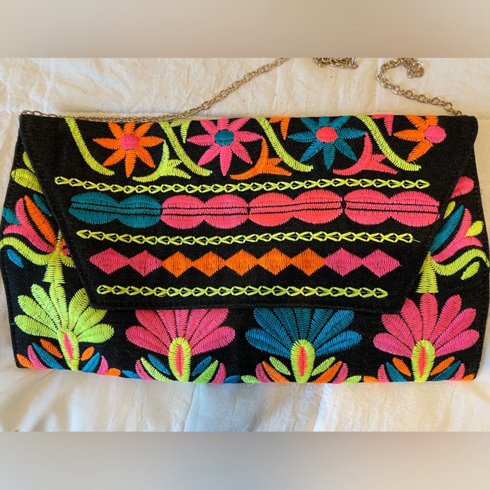 Black Denim Multicolored Purse
